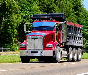 Red truck on highway